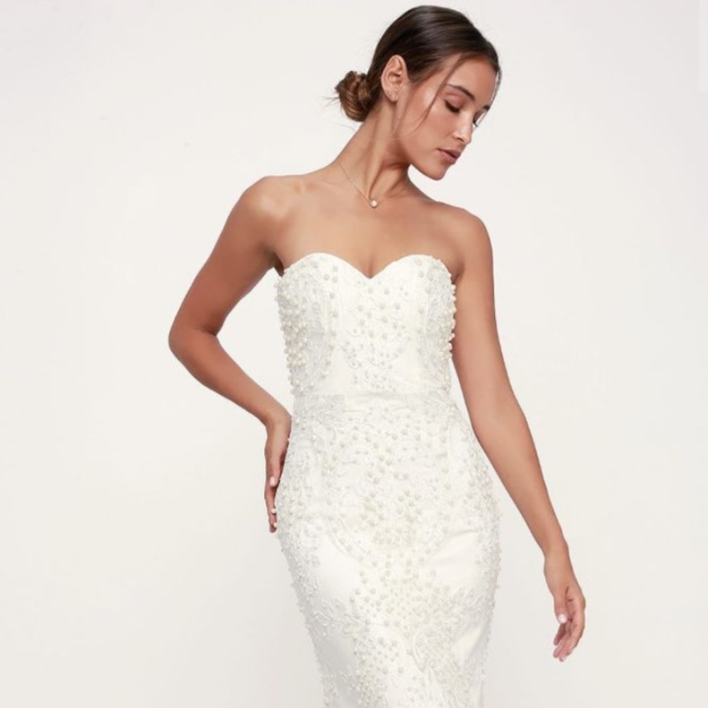 Off white Beaded Lace Wedding Dress